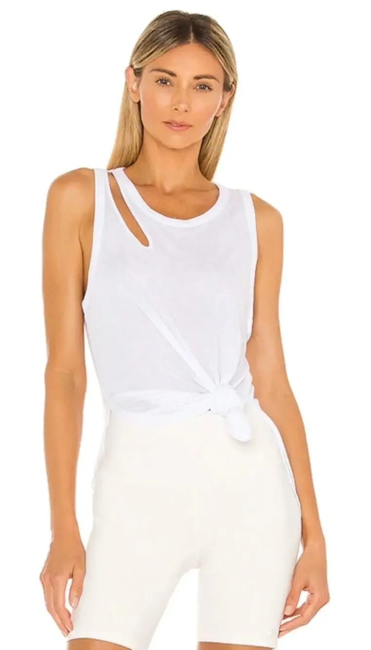 Alo Yoga Tank Womens XS Ribbed White Peak Tank Top Racerback Lightweight Yoga